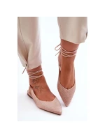 Dámske baleríny s uzlami a kamienkami 6140 Beige - Diamantique