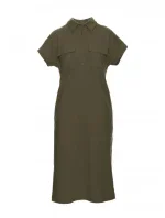 B222 Safari šaty s vreckami a chlopňou - khaki
