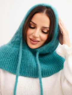 Dámska čiapka s kapucňou, šnurovaním a pleteným vzorom, mentolová