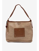 Beige kabelka s pleteným a přívěskem na léto Fayette