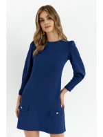 K148 Trapézové šaty - tmavomodré
