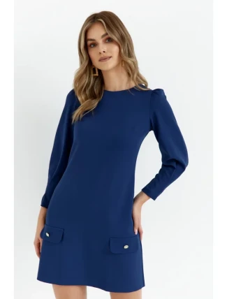 K148 Trapézové šaty - tmavomodré