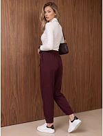 Dámske joggerové nohavice s gumou v páse, bordové, FashionStreet UY3153 Dámske joggerové nohavice s gumou v páse, bordové, FashionStreet UY3153