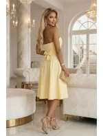 641-3 VIVIENNE korzetové midi šaty s opaskom - pastelovo žlté