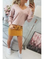 Sukňa s ozdobnými zipsami horčica