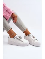 Sneakersy Damskie Z Ozdobą Białe Celedria