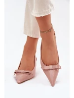 Lakierowane Sandały Na Szpilce Z Kokardką Nude Naylna