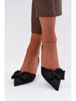 Dámské sandály na podpatku s mašlí Černé Hestia