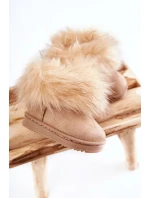 Dětské Kotníkové Boty Sněhule S Kožešinou Béžove Ariana