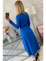 Šaty s ozdobným pásikom a nápisom cornflower blue