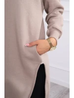 Zateplená mikina s bočnými rázporkami béžová