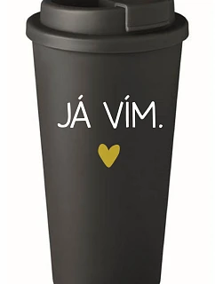 I KNOW - čierny termohrnček 475 ml