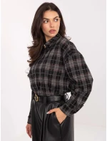 Dámska kockovaná flanelová košeľa čierna (21638)