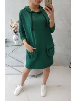 Šaty s kapucňou tmavo zelené
