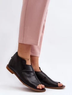 Damskie Skórzane Sandały Laura Messi 2443 Czarne