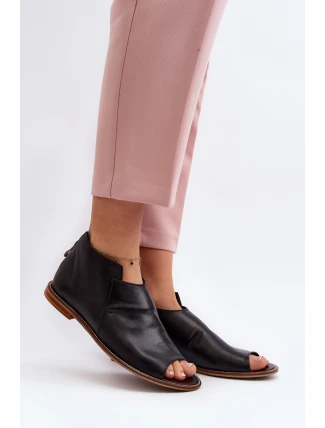 Damskie Skórzane Sandały Laura Messi 2443 Czarne