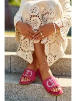 Damskie Płaskie Klapki Z Cekinami S.Barski KV27-052 Fuksja