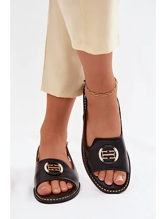 Dámské sandály na nízkém podpatku s ozdobou S.Barski KV61-6037 Černé