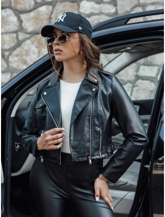 Dámska kožená bunda krátka prechodná ramones BARBADOS black FashionStreet TY4549