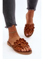 Zazoo 40381 Dámske kožené žabky s plochou podrážkou Brown Zazoo 40381 Dámske kožené žabky s plochou podrážkou Brown