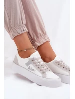 Trampki Damskie Na Platformie Lee Cooper LCW-25-31-3479L Biało-Szare