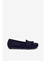 Dámske mokasíny s okrajmi z imitácie semišu Dark Blue Linden