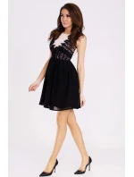 Dámske spoločenské šaty s rozšírenou sukňou EMAMODA čierne-kapučíno - Čierna / L - YNS Dámske spoločenské šaty s rozšírenou sukňou EMAMODA čierne-kapučíno - Čierna / L - YNS