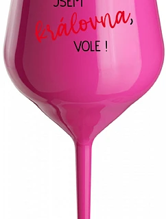 I AM THE QUEEN, I WILL! - ružový nerozbitný pohár na víno 470 ml