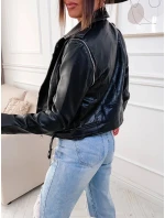 Čierna bunda ramoneska - vesta z eko kože FL202050 čierna - FLAM Mode Čierna bunda ramoneska - vesta z eko kože FL202050 čierna - FLAM Mode