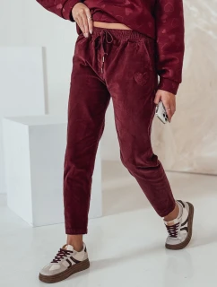 Dámske manšestrové nohavice VELVITO burgundy FashionStreet UY2287