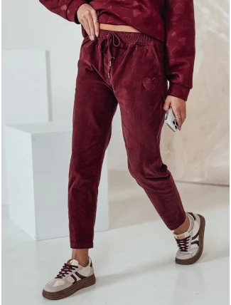 Dámske manšestrové nohavice VELVITO burgundy FashionStreet UY2287