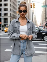 Dámska džínsová košeľová bunda šedá FashionStreet TY5679