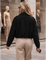 Dámska krátka čierna manšestrová bunda FashionStreet TY6021 Dámska krátka čierna manšestrová bunda FashionStreet TY6021