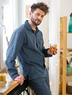 Pyžamo Key MNS 912 B26 s dlhými rukávmi, veľkosti M–2XL, zapínacie