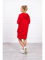 Šaty s kapucňou v červenej farbe