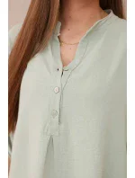 Blúzka s predĺženým zadným dielom svetlej mentolovej farby
