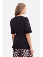 B305 Pletený top s peplumom - čierny