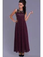 Dámske spoločenské šaty EVA LOLA s čipkou a kamienkami dlhé tmavo modrá