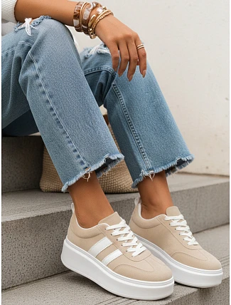 Dámske kožené tenisky LA319 ZY1378 beige - FashionStreet Dámske kožené tenisky LA319 ZY1378 beige - FashionStreet