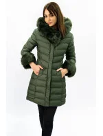 Dámska prešívaná zimná bunda s kapucňou khaki (w750-1) Dámska prešívaná zimná bunda s kapucňou khaki (w750-1)
