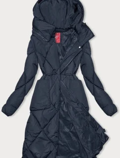 Zimná bunda s golierom tmavomodrá (LHD-23021)