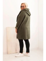 Dámska strihová bunda Plus Size s kapucňou a vreckami khaki Dámska strihová bunda Plus Size s kapucňou a vreckami khaki