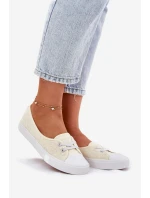 Tenisówki Trampki Damskie Z Haftem Lee Cooper LCW-25-31-3445L Beżowe