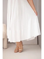 Dámske plus size šaty s krátkymi rukávmi a volánom z ľahkej viskózy bielej farby Dámske plus size šaty s krátkymi rukávmi a volánom z ľahkej viskózy bielej farby