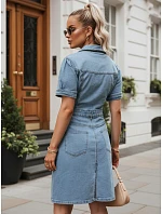 Dámske džínsové šaty s krátkymi rukávmi, modré, FashionStreet EY2687 Dámske džínsové šaty s krátkymi rukávmi, modré, FashionStreet EY2687