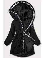 Asymetrická čierna dámska bunda parka (B8001-1)
