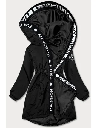 Asymetrická čierna dámska bunda parka (B8001-1)