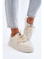 Damskie Sneakersy Eko Skórzane Beżowe Avanalis