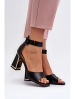 Elegantné čierne dámske sandále na podpätku Rosazara Elegantné čierne dámske sandále na podpätku Rosazara