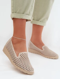 Dámské perforované polobotky Béžové Flariette